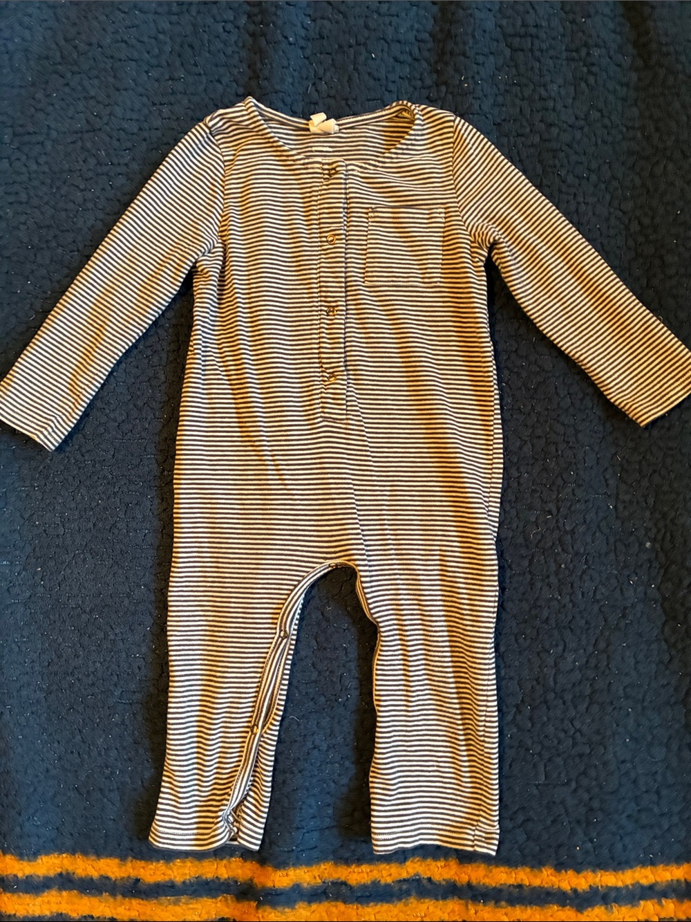 Gray Label black & White Striped Long Sleeve Baby One-Piece